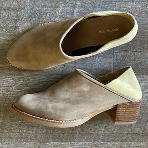 All Black brand colorblock booties or mules 38